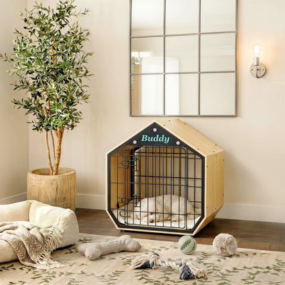 Amlancher 25.5" Wooden House-Shaped Dog Crate, Indoor Furniture Style Kennel for Small Breeds up to 30 lbs
