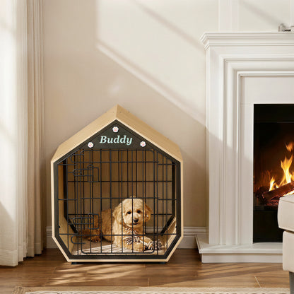 Amlancher 25.5" Wooden House-Shaped Dog Crate, Indoor Furniture Style Kennel for Small Breeds up to 30 lbs