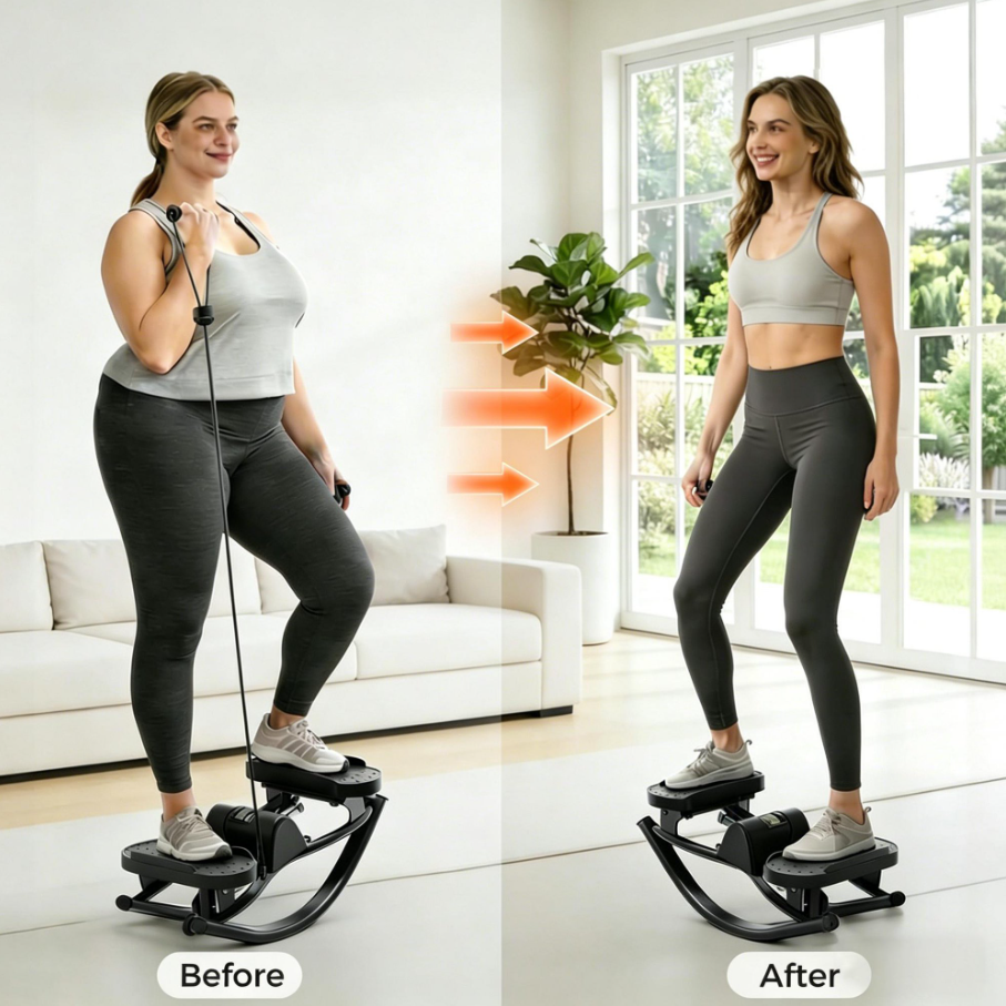 POAO Rock Stepper, Side to Side Rocking Stepper for Exercise at Home, Low-Impact Knee-Friendly Exercise Machine with Resistance Bands,LCD Monitor, 330 LBS Weight Capacity