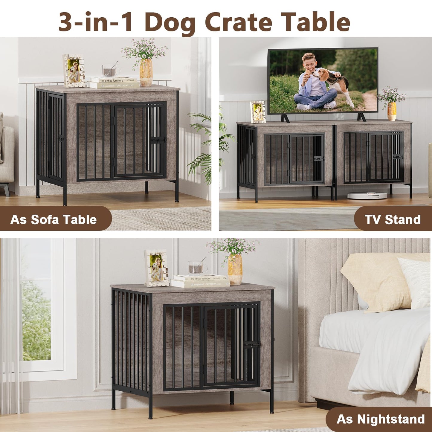 Amlancher Dog Crate Furniture for Dogs,  Heavy Duty Dog Kennel Furniture