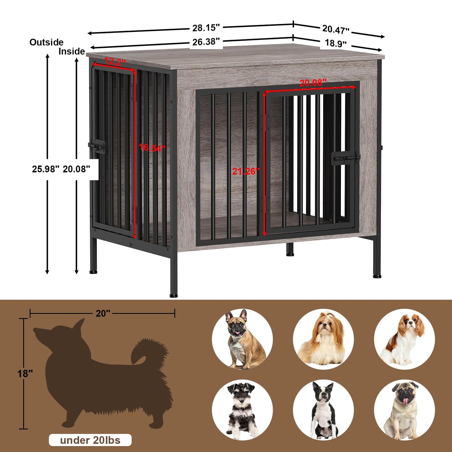 Amlancher Dog Crate Furniture for Dogs,  Heavy Duty Dog Kennel Furniture